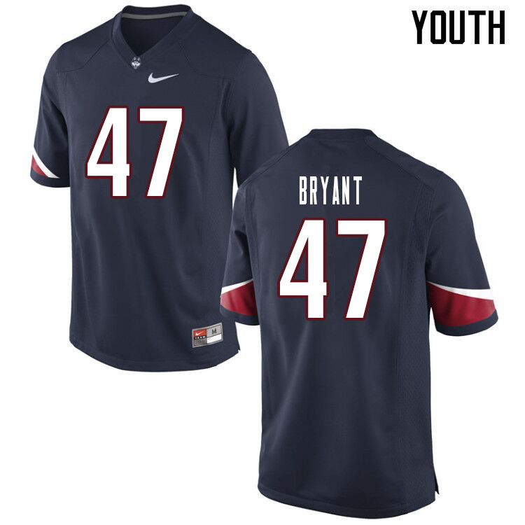 Youth #47 Justin Bryant Uconn Huskies College Football Jerseys Sale-Navy